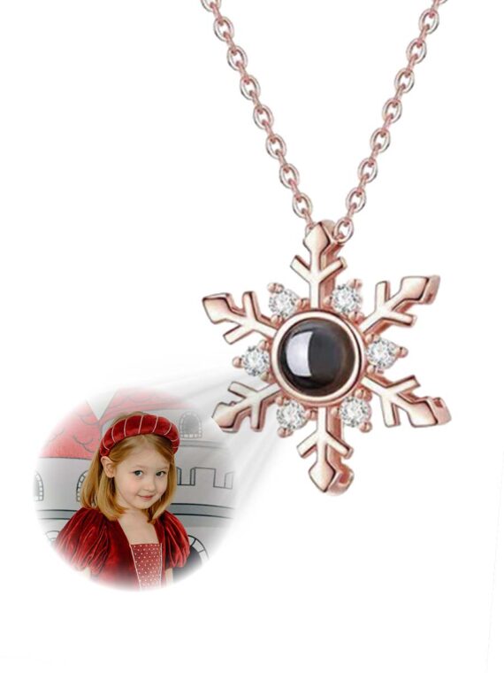 Snowflake Optical Pendant Necklace - Rose Gold
